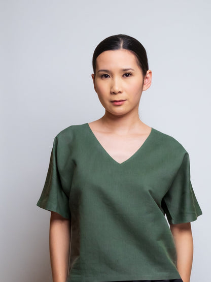 Boxy Linen Tee- V-Neck image 12