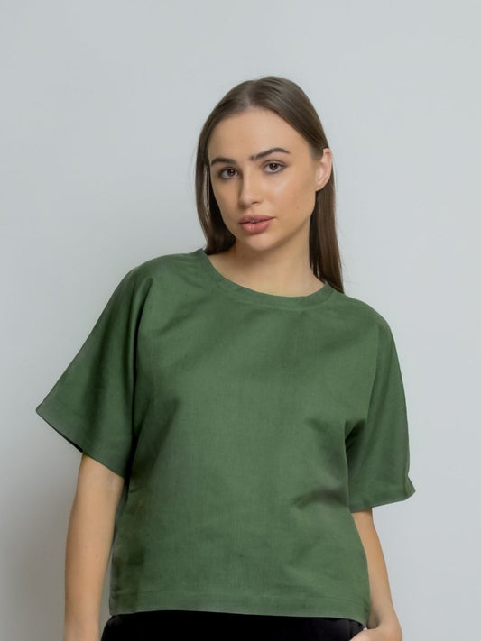 Boxy Linen Tee- Round Neckline image 0