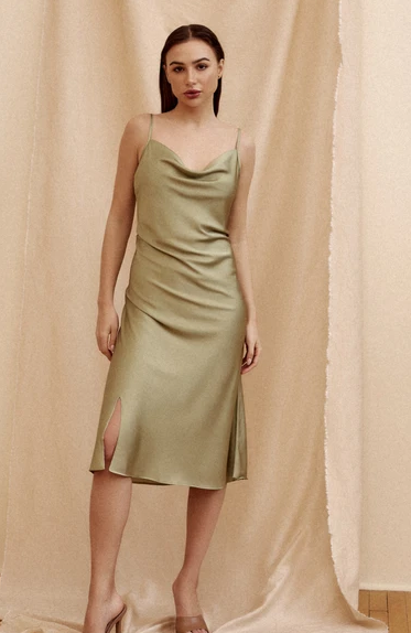 Milano Satin Dress Cowl