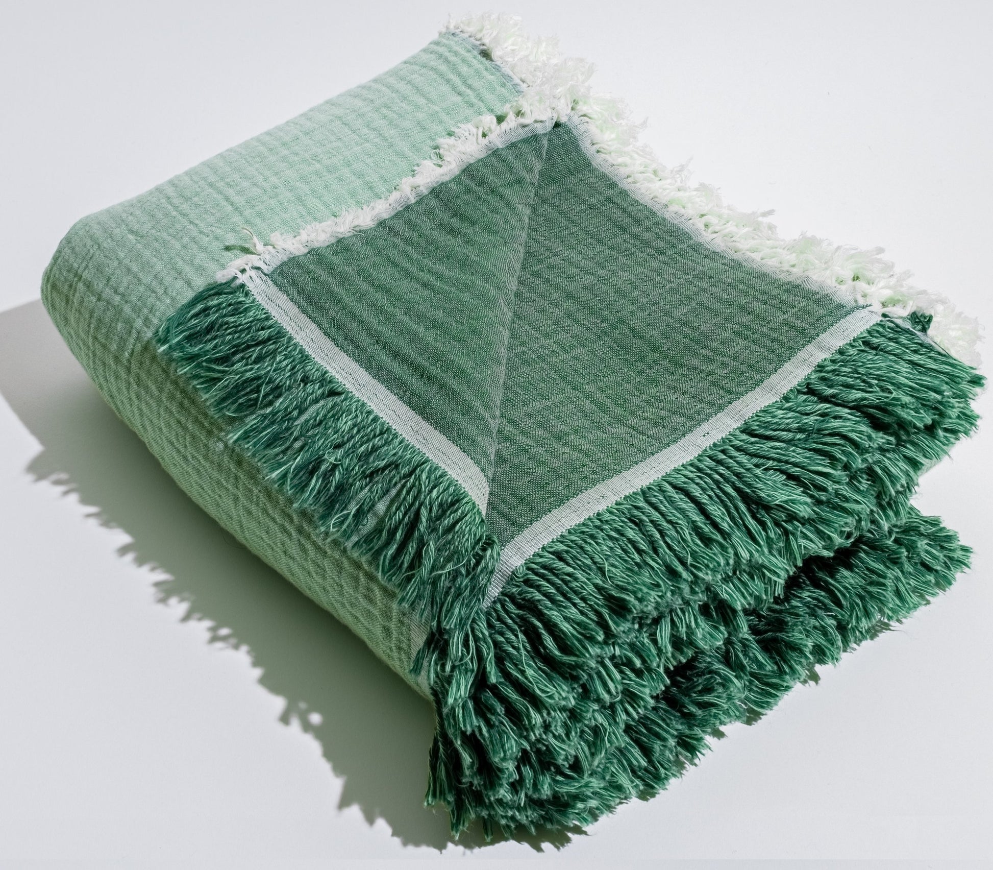 Organic Crinkle Cotton Coverlet: Green image 0