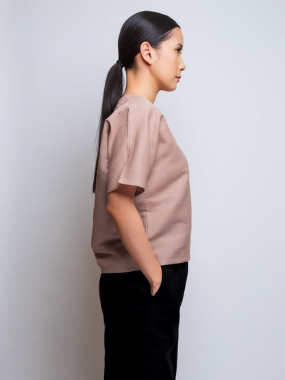 Boxy Linen Tee- V-Neck image 7