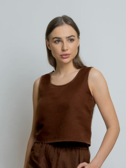 Linen Cropped Tank Top image 7
