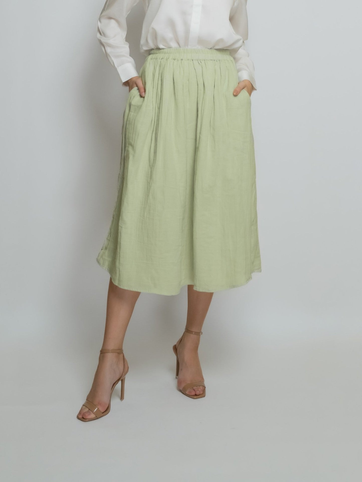 Pleated Cotton Muslin Skirt image 4