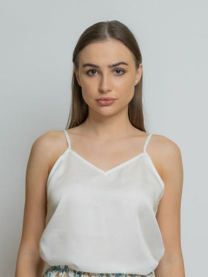 Organic Bamboo Silk V-Neck Camisole: White image 2
