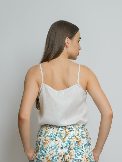 Organic Bamboo Silk V-Neck Camisole: White image 3