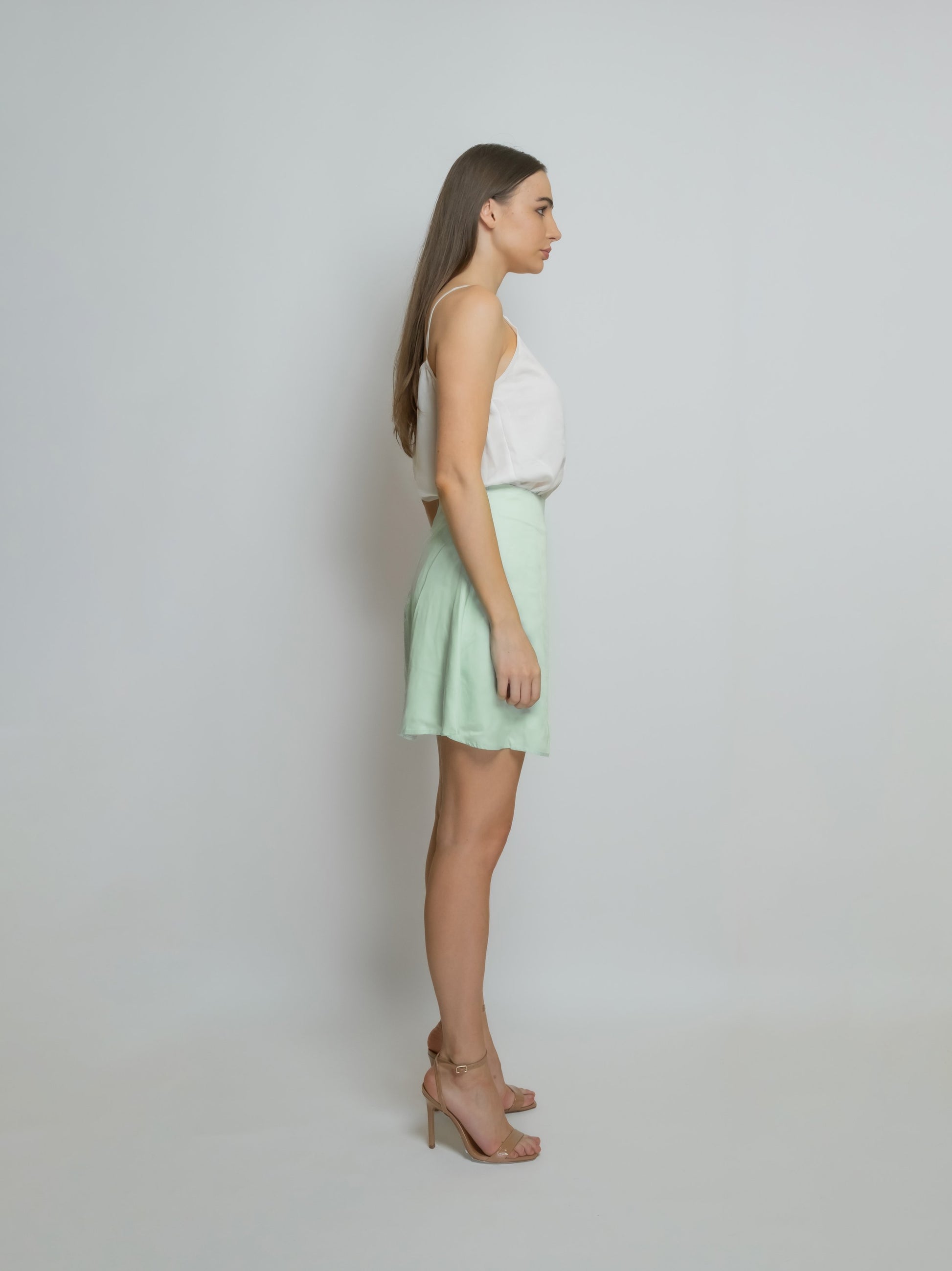 Organic Short Bamboo Silk Skirt: Light Green image 4