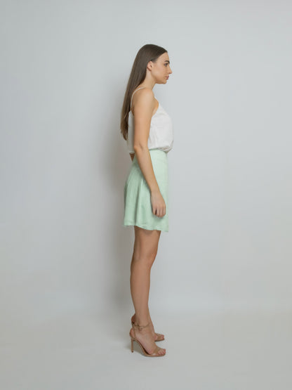 Organic Short Bamboo Silk Skirt: Light Green image 4