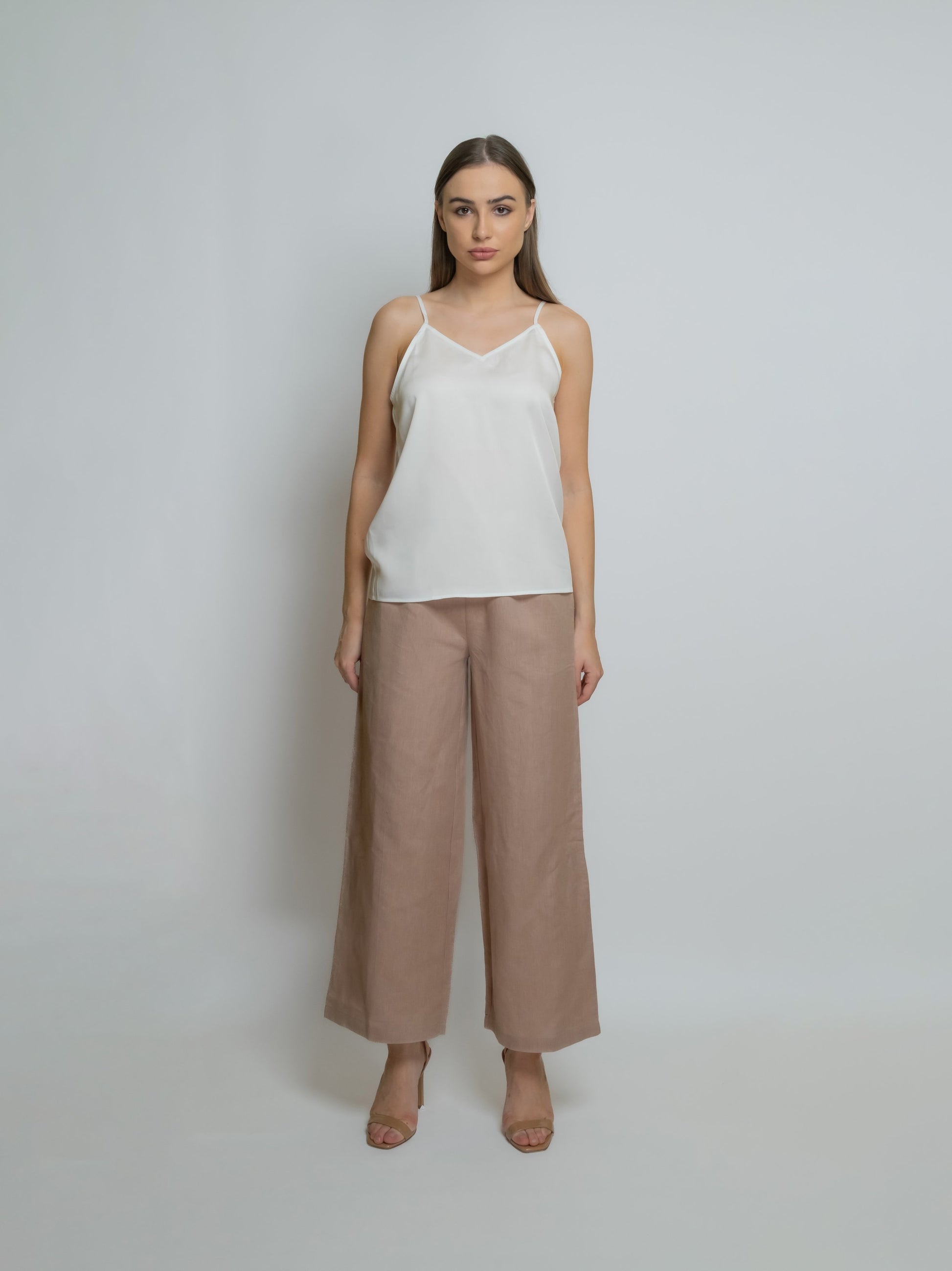 Organic Bamboo Silk V-Neck Camisole: White image 1