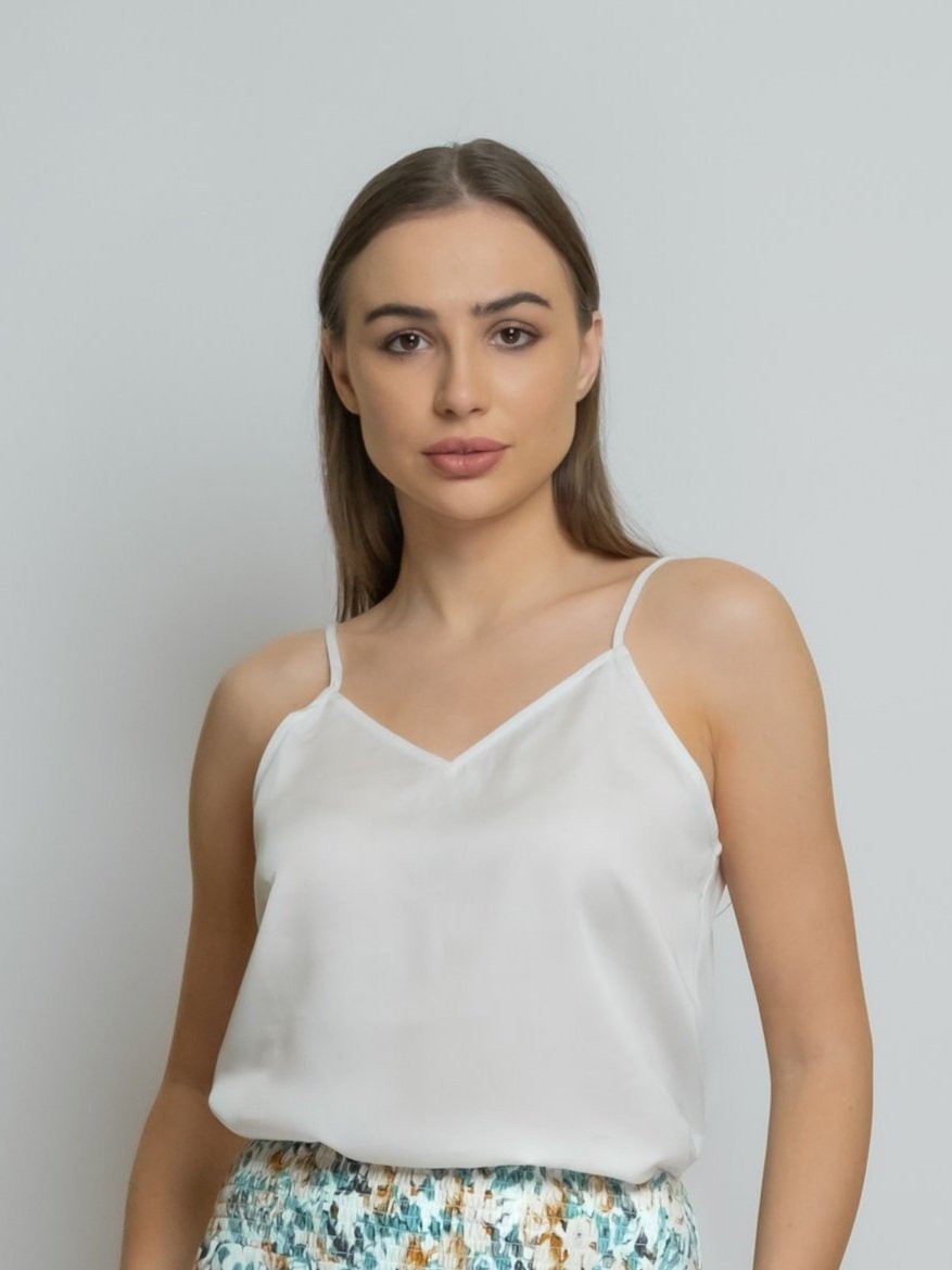 Organic Bamboo Silk V-Neck Camisole: White image 4