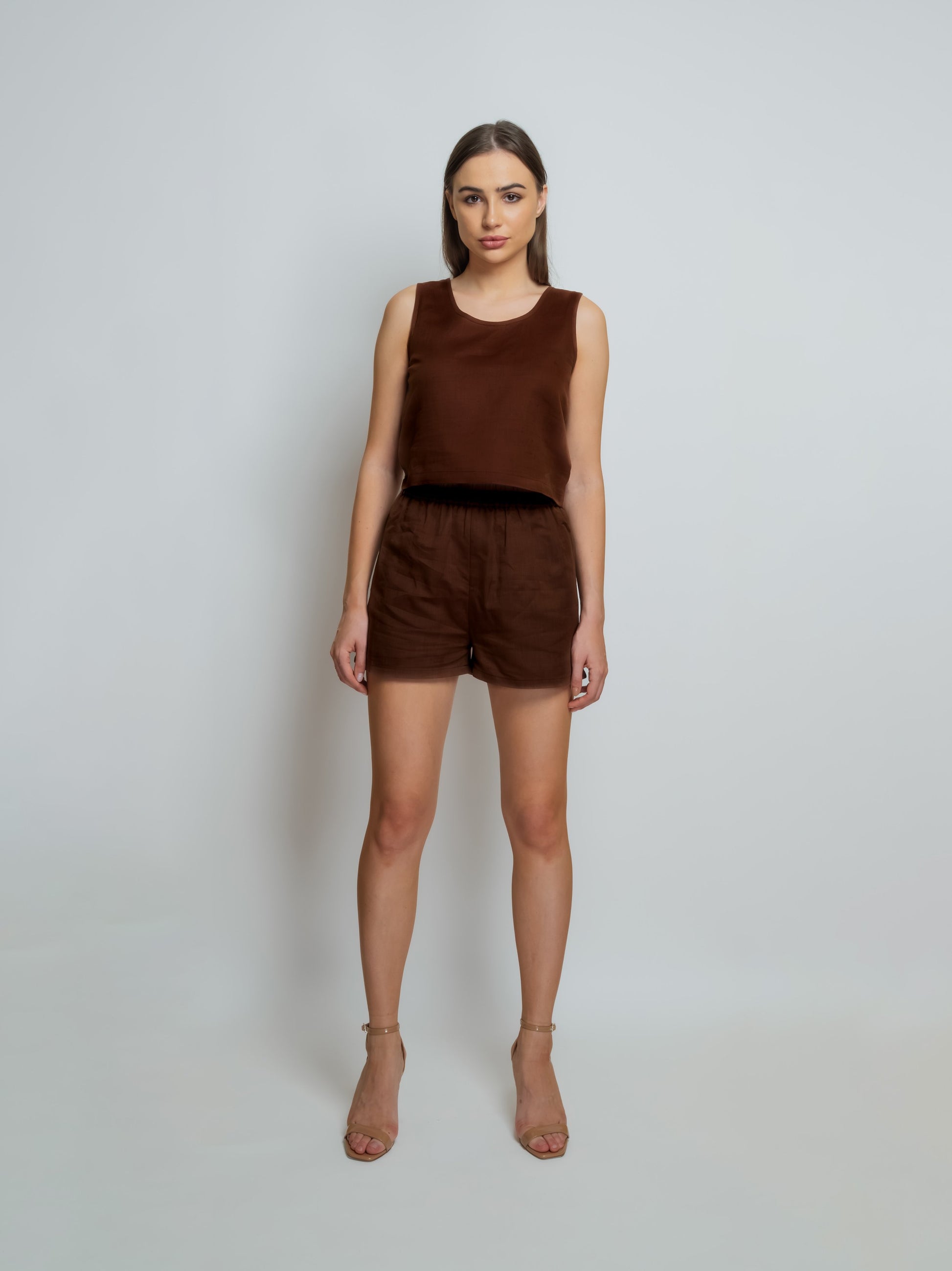 Linen Cropped Tank Top image 8