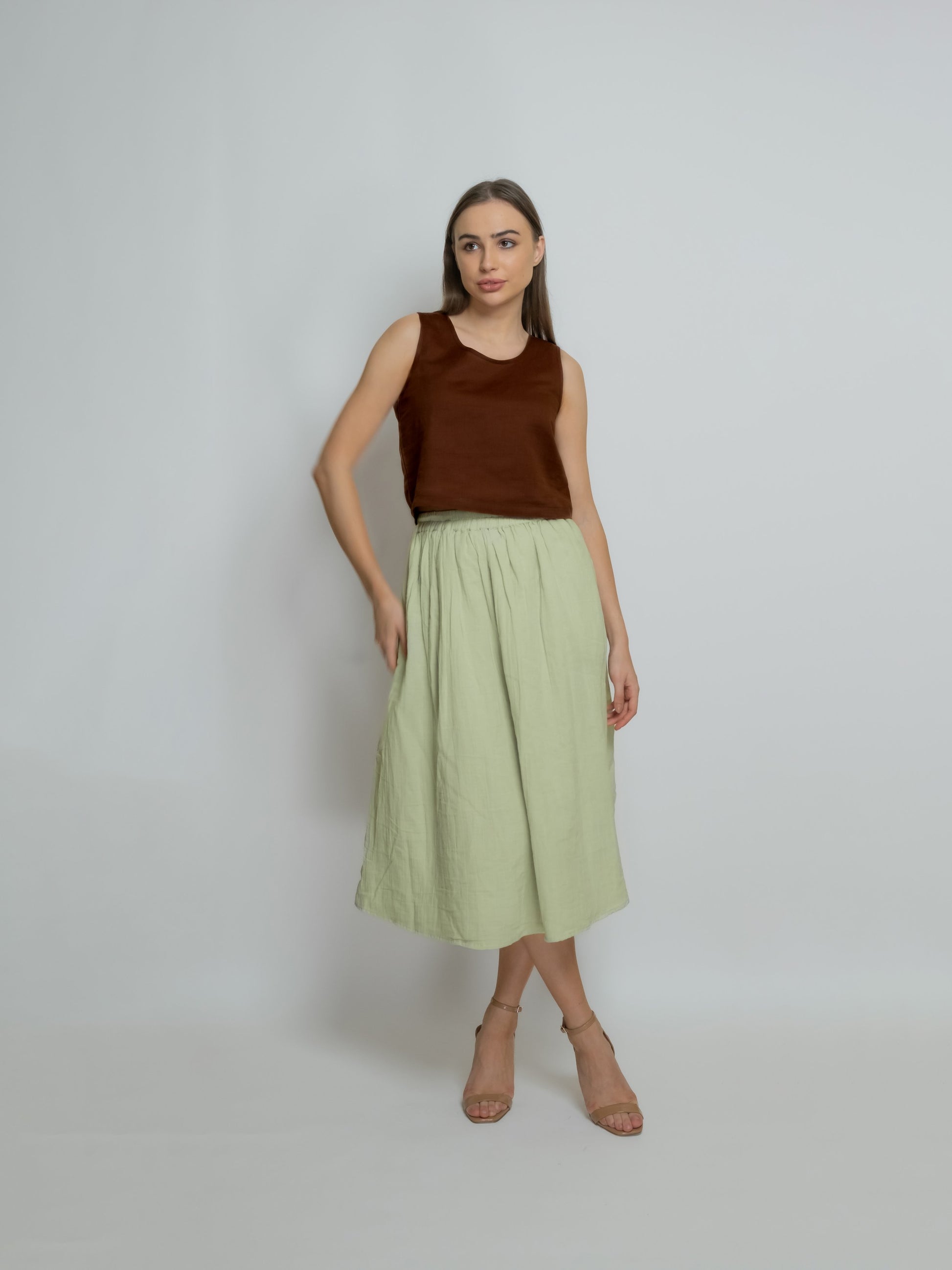 Pleated Cotton Muslin Skirt image 5