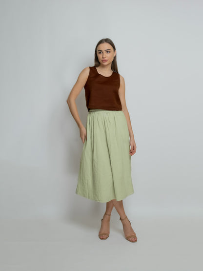 Pleated Cotton Muslin Skirt image 5
