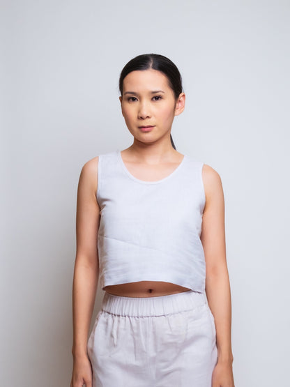 Linen Cropped Tank Top image 1