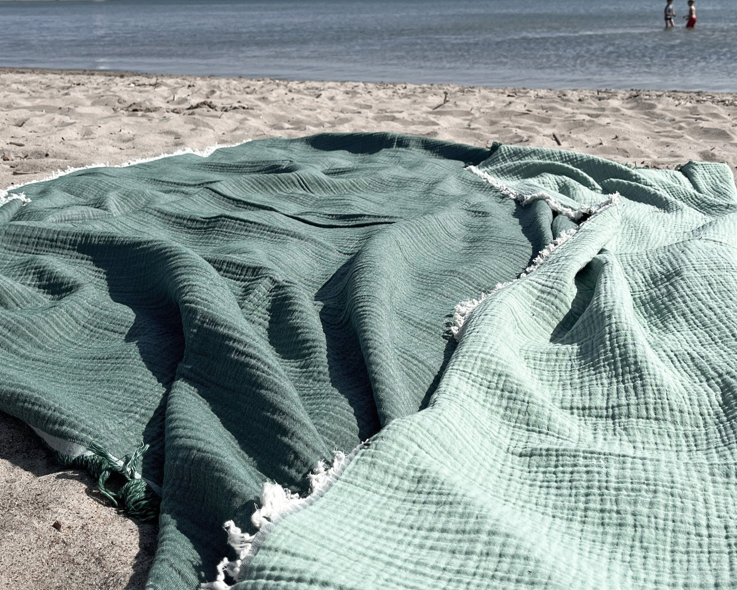Organic Crinkle Cotton Coverlet: Green image 2