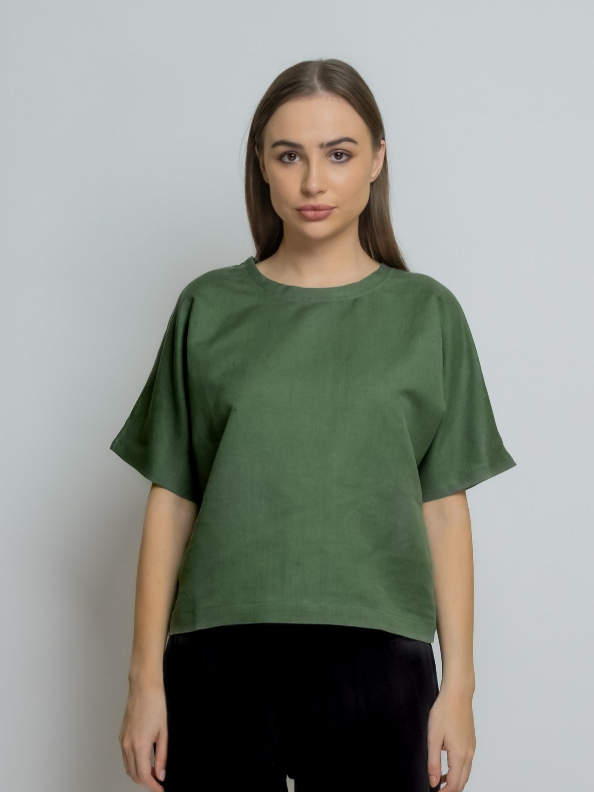 Boxy Linen Tee- Round Neckline image 1