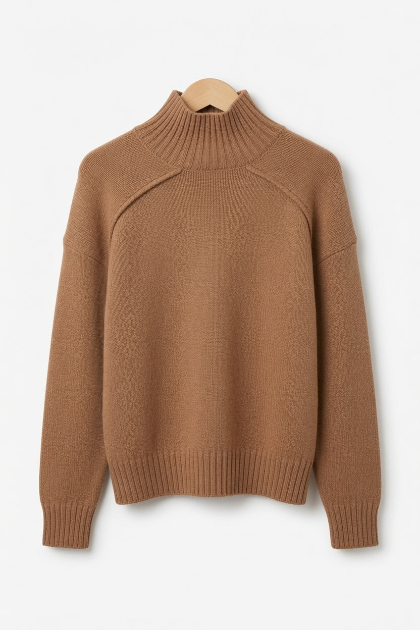 Superfine Merino Wool Cropped Turtleneck Sweater