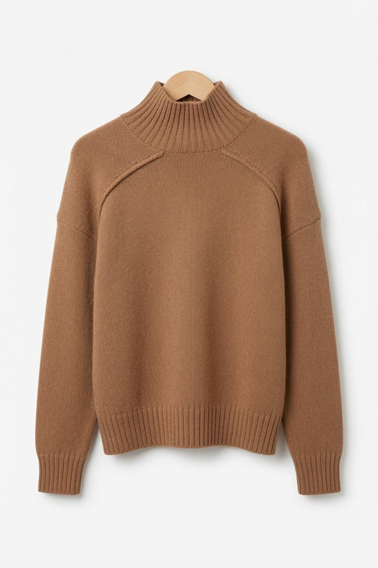 Superfine Merino Wool Cropped Turtleneck Sweater