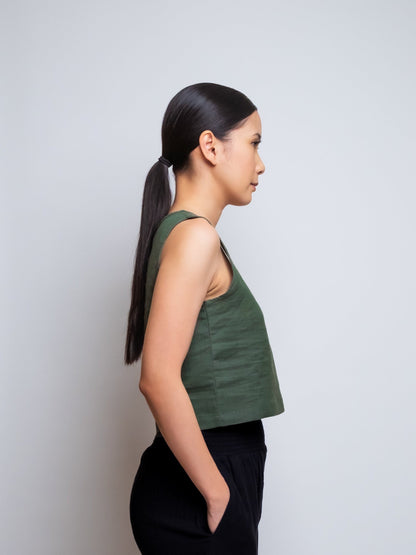 Linen Cropped Tank Top image 10