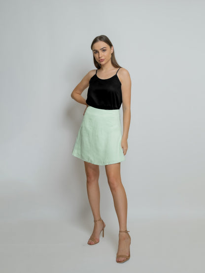 Organic Short Bamboo Silk Skirt: Light Green image 3