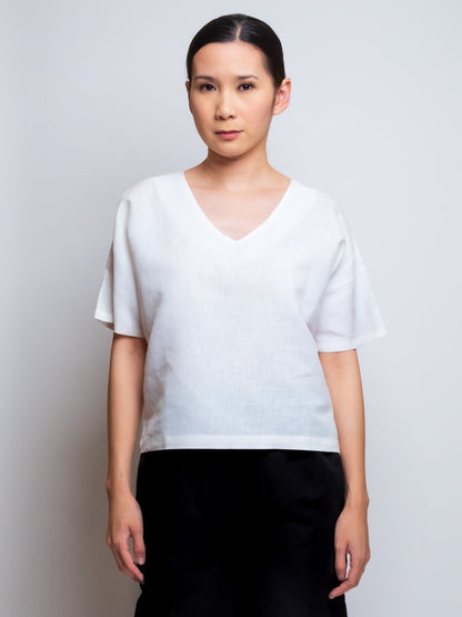 Boxy Linen Tee- V-Neck image 8