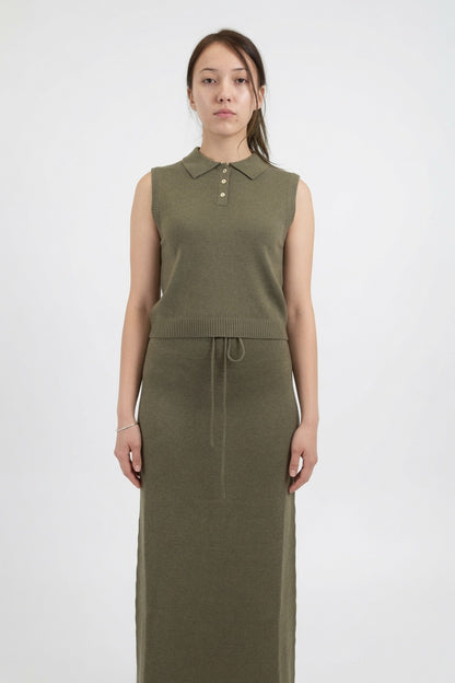 Drawstring Maxi Skirt