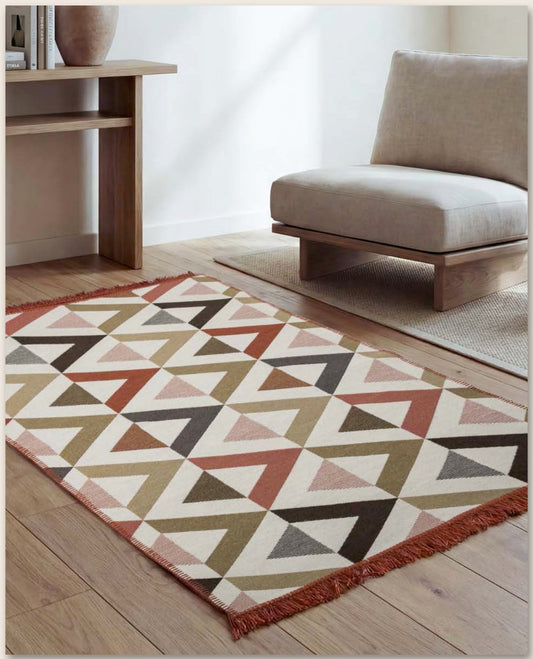 Indoor area rug modern look art  Cream touch