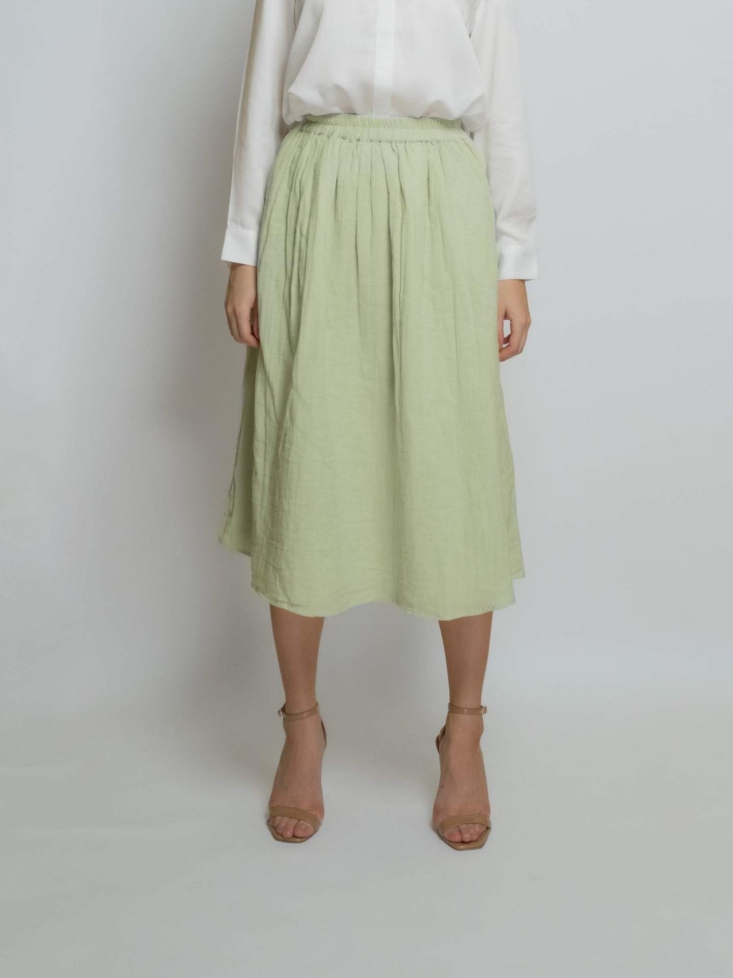 Pleated Cotton Muslin Skirt image 6