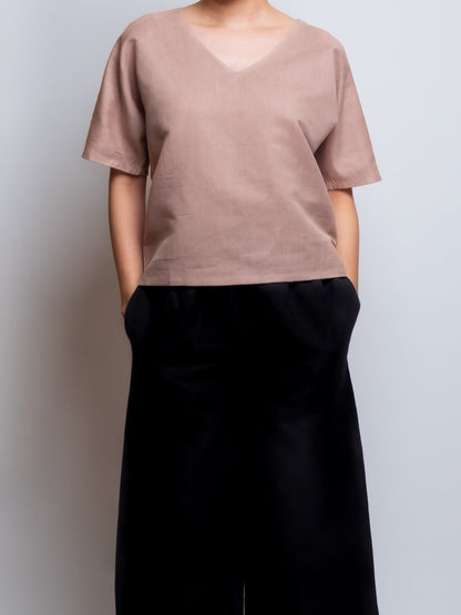 Boxy Linen Tee- V-Neck image 6