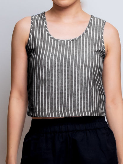 Linen Cropped Tank Top image 4