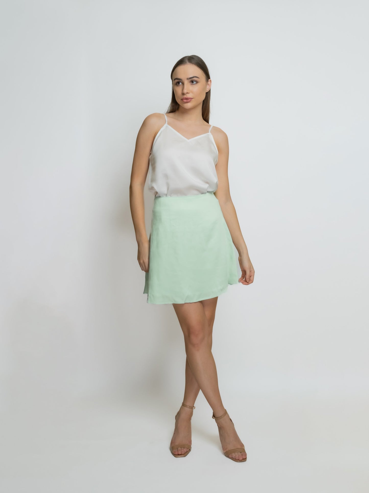 Organic Short Bamboo Silk Skirt: Light Green image 1