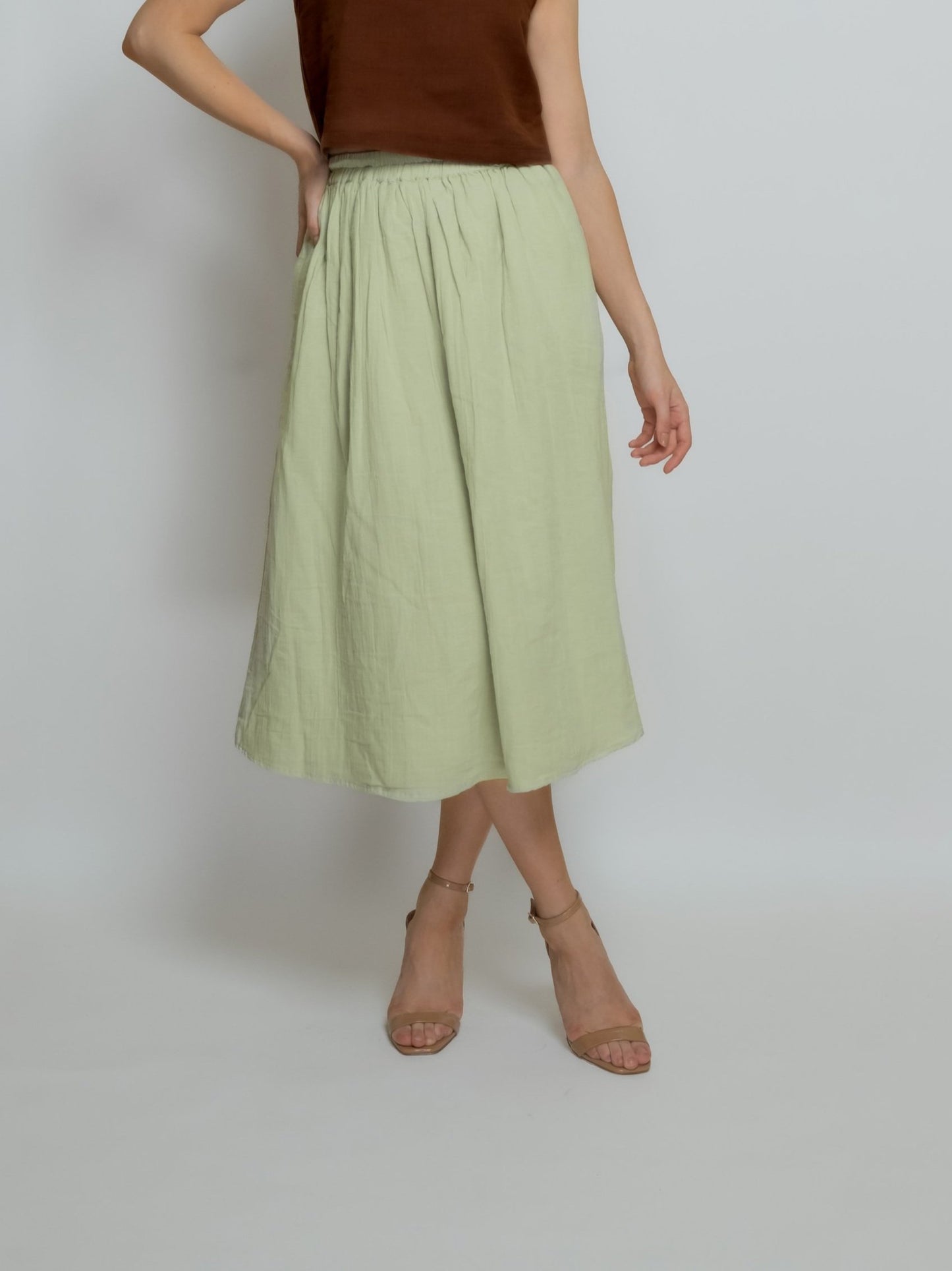 Pleated Cotton Muslin Skirt image 3