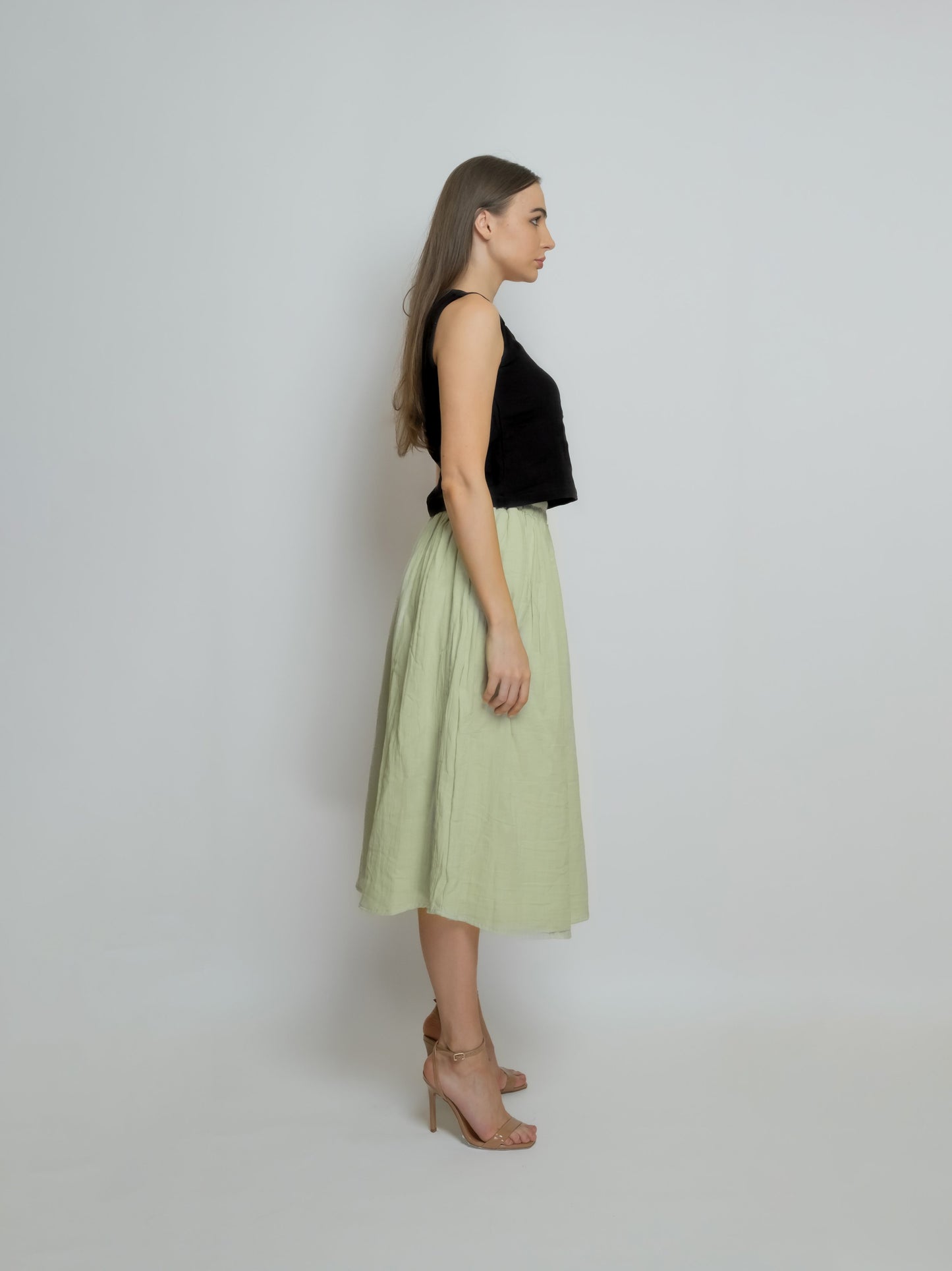 Pleated Cotton Muslin Skirt image 7