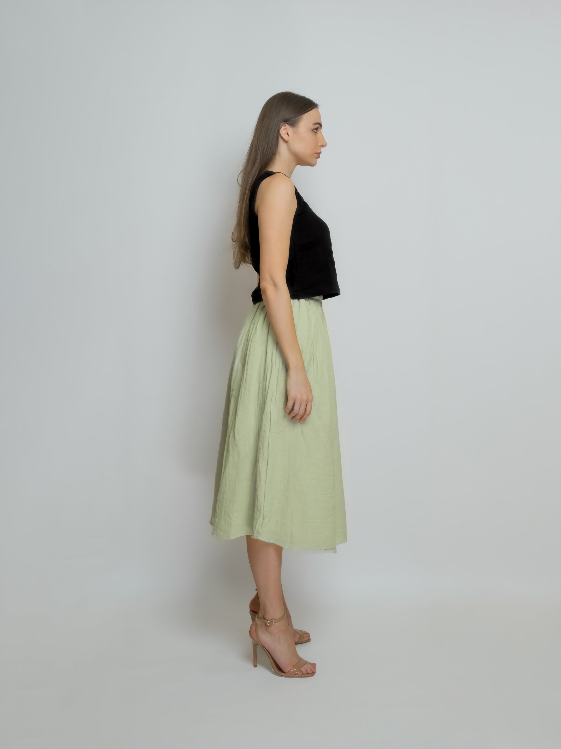 Pleated Cotton Muslin Skirt image 7