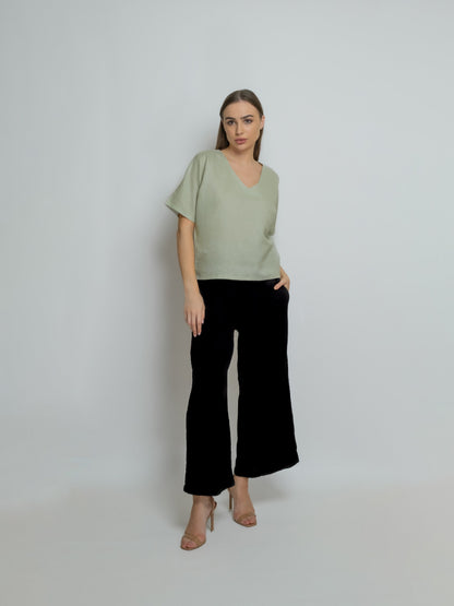 Boxy Linen Tee- V-Neck image 1
