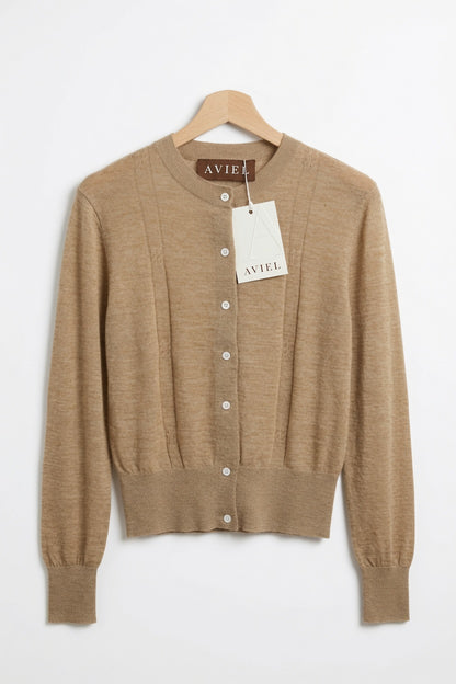 Small Button Modern Woven Cardigan