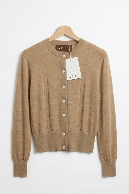 Small Button Modern Woven Cardigan