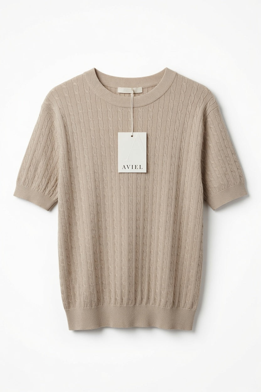 Men's Oversized Twisted Cable Knit T-Shirt / T-shirt "Oversized" en tricot torsadé pour homme