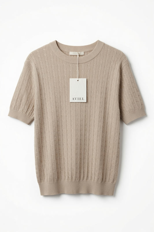 Men's Oversized Twisted Cable Knit T-Shirt / T-shirt "Oversized" en tricot torsadé pour homme